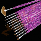 Conjunto com 12 Pincéis para Unhas de Gel Arte 10